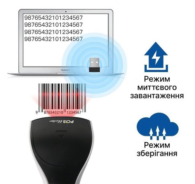 Бездротовий BlueTooth сканер штрих кодів 1D і 2D. Зчитувач штрих-кодів з базою для підзарядки DS6510B-2D фото