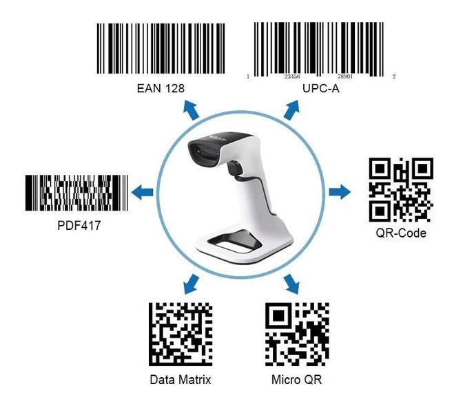 Бездротовий BlueTooth сканер штрих кодів 1D і 2D. Зчитувач штрих-кодів з базою для підзарядки DS6510B-2D фото